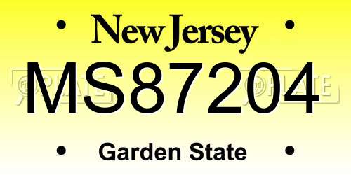 MS87204 New Jersey License Plate