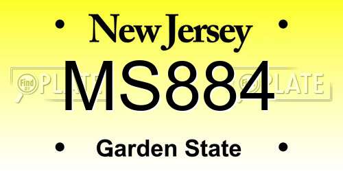 MS884 New Jersey License Plate
