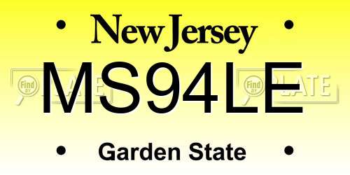 MS94LE New Jersey License Plate