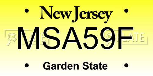 MSA59F New Jersey License Plate