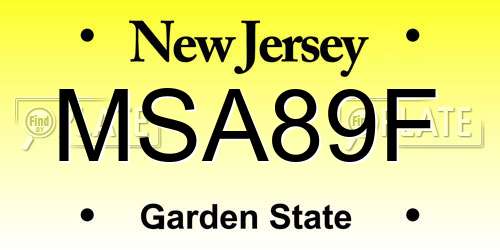 MSA89F New Jersey License Plate