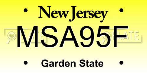 MSA95F New Jersey License Plate