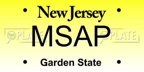 MSAP New Jersey License Plate
