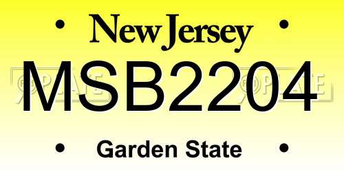 MSB2204 New Jersey License Plate