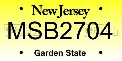 MSB2704 New Jersey License Plate