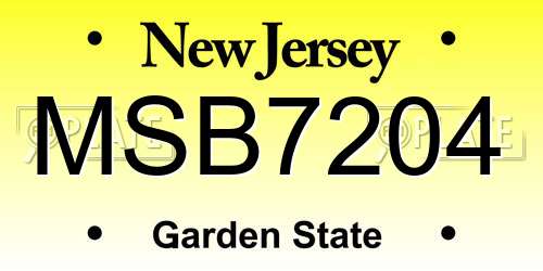 MSB7204 New Jersey License Plate