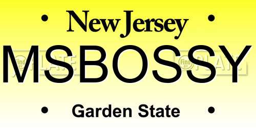 MSBOSSY New Jersey License Plate