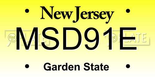 MSD91E New Jersey License Plate