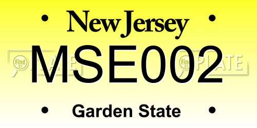 MSE002 New Jersey License Plate
