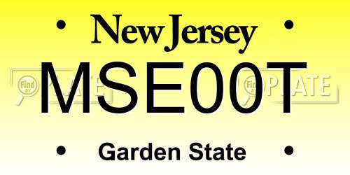 MSE00T New Jersey License Plate