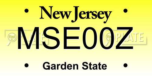 MSE00Z New Jersey License Plate