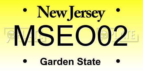 MSEO02 New Jersey License Plate