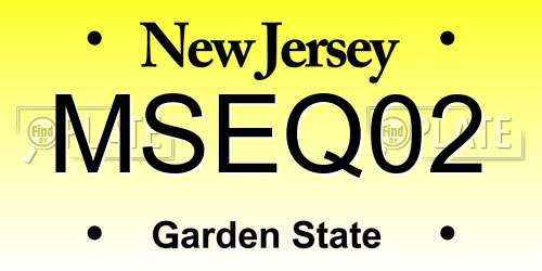 MSEQ02 New Jersey License Plate