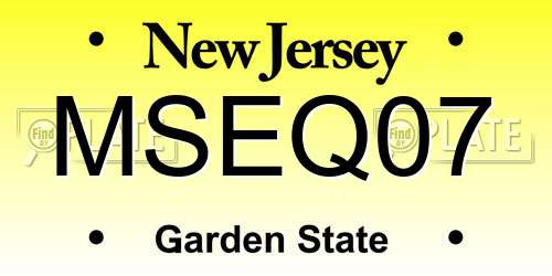MSEQ07 New Jersey License Plate