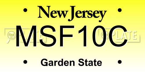 MSF10C New Jersey License Plate