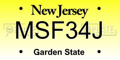 MSF34J New Jersey License Plate