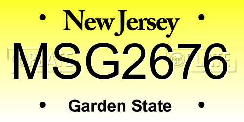 MSG2676 New Jersey License Plate