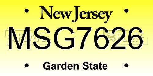 MSG7626 New Jersey License Plate