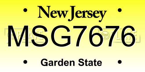 MSG7676 New Jersey License Plate