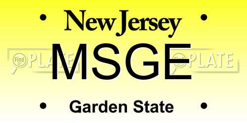 MSGE New Jersey License Plate