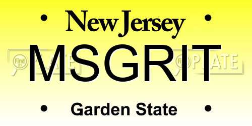 MSGRIT New Jersey License Plate