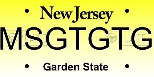 MSGTGTG New Jersey License Plate