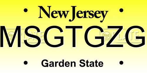 MSGTGZG New Jersey License Plate