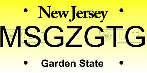 MSGZGTG New Jersey License Plate