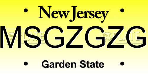 MSGZGZG New Jersey License Plate