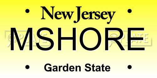 MSHORE New Jersey License Plate