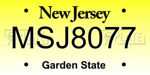 MSJ8077 New Jersey License Plate