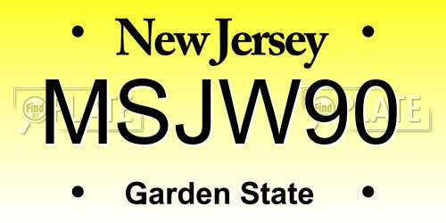 MSJW90 New Jersey License Plate