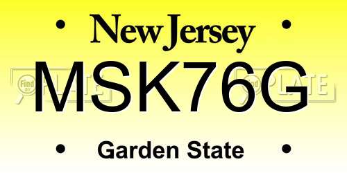 MSK76G New Jersey License Plate