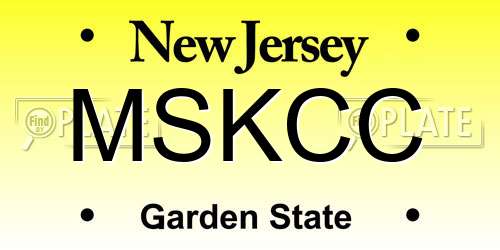 MSKCC New Jersey License Plate