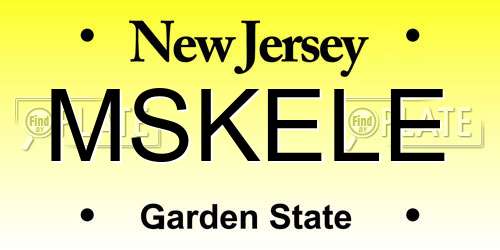 MSKELE New Jersey License Plate
