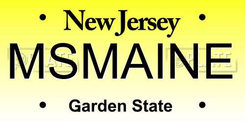 MSMAINE New Jersey License Plate