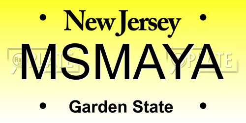 MSMAYA New Jersey License Plate
