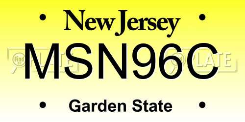 MSN96C New Jersey License Plate