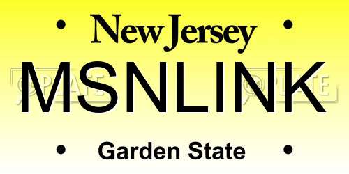 MSNLINK New Jersey License Plate