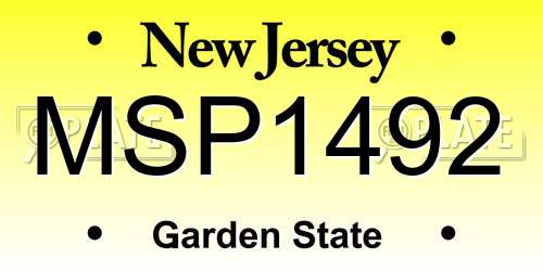 MSP1492 New Jersey License Plate