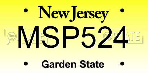 MSP524 New Jersey License Plate