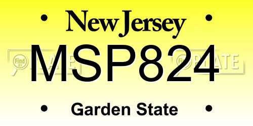 MSP824 New Jersey License Plate