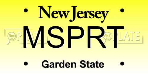 MSPRT New Jersey License Plate