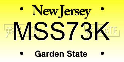 MSS73K New Jersey License Plate