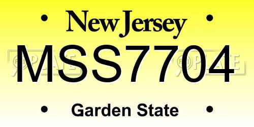 MSS7704 New Jersey License Plate