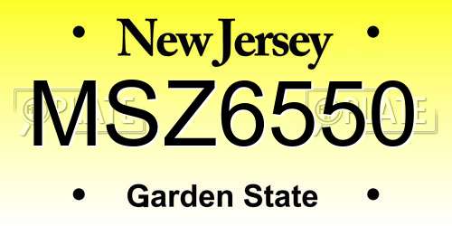 MSZ6550 New Jersey License Plate