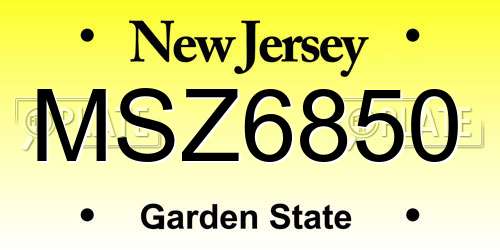 MSZ6850 New Jersey License Plate