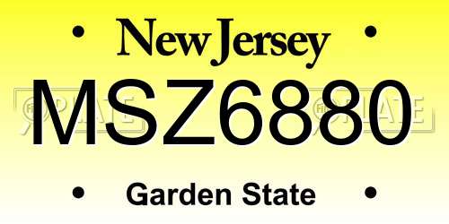 MSZ6880 New Jersey License Plate