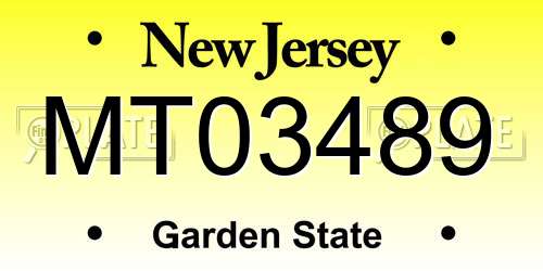 MT03489 New Jersey License Plate