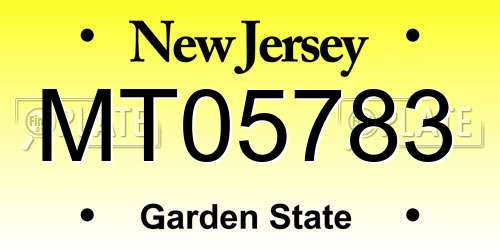 MT05783 New Jersey License Plate